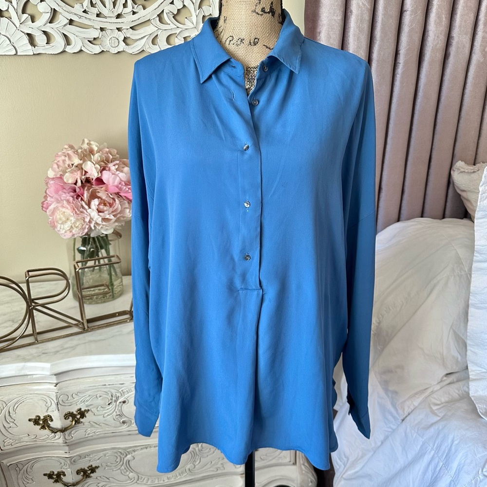 0039 ITALY ALISAR NEW SILK VISCOSE LONG SLEEVE SHIRT SZ XL